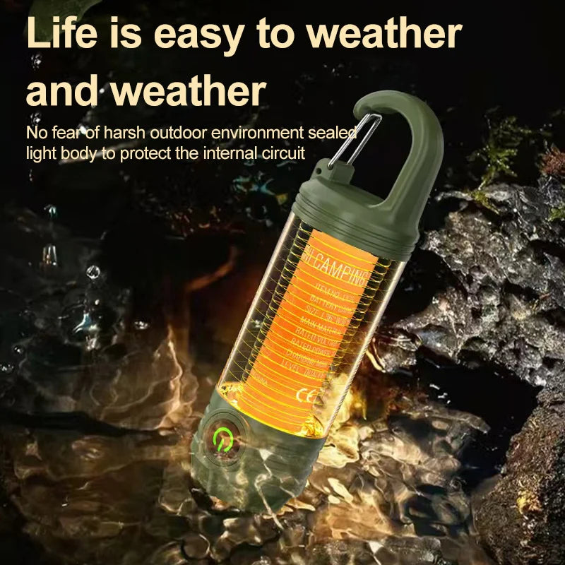 Multi functional outdoor camping light, portable strong light flashlight, rechargeable mini retro camping atmosphere light
