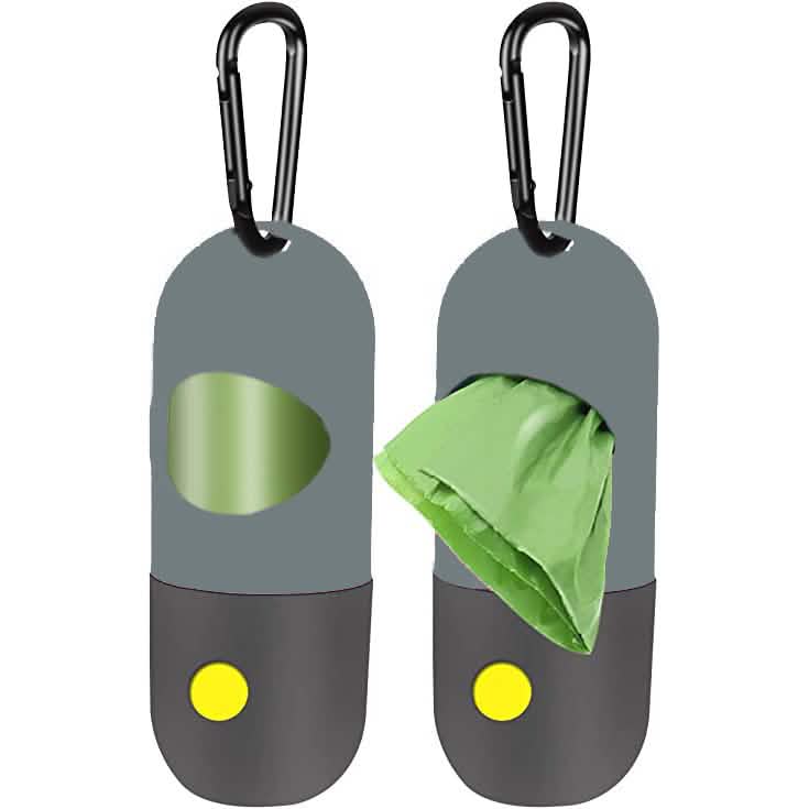 2-Pack: Dog Poop Bag Dispenser with Built-in LED Flashlight