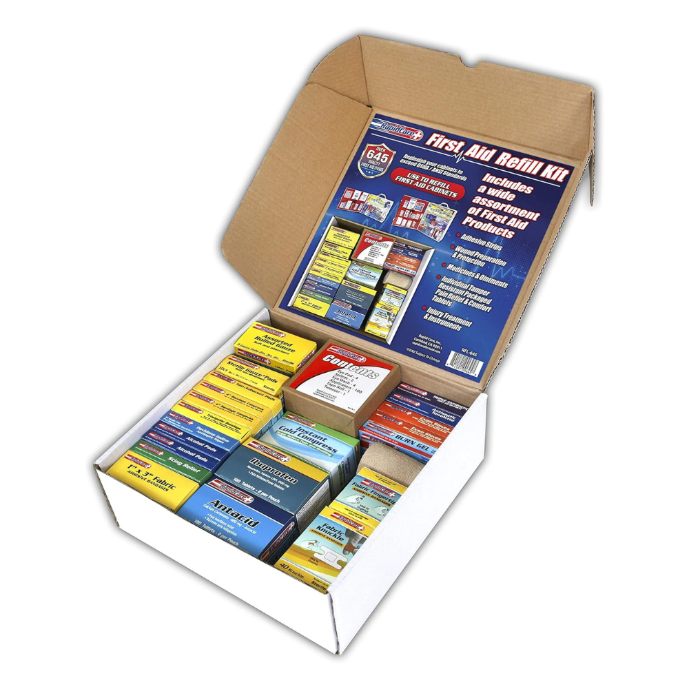 Large First Aid Refill Kit | 645 Piece | 3 Shelf First Aid Kit Refill Kit