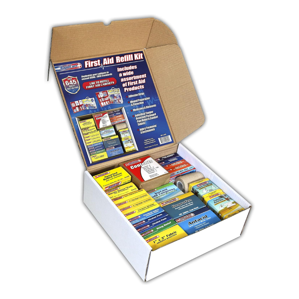 Large First Aid Refill Kit | 645 Piece | 3 Shelf First Aid Kit Refill Kit