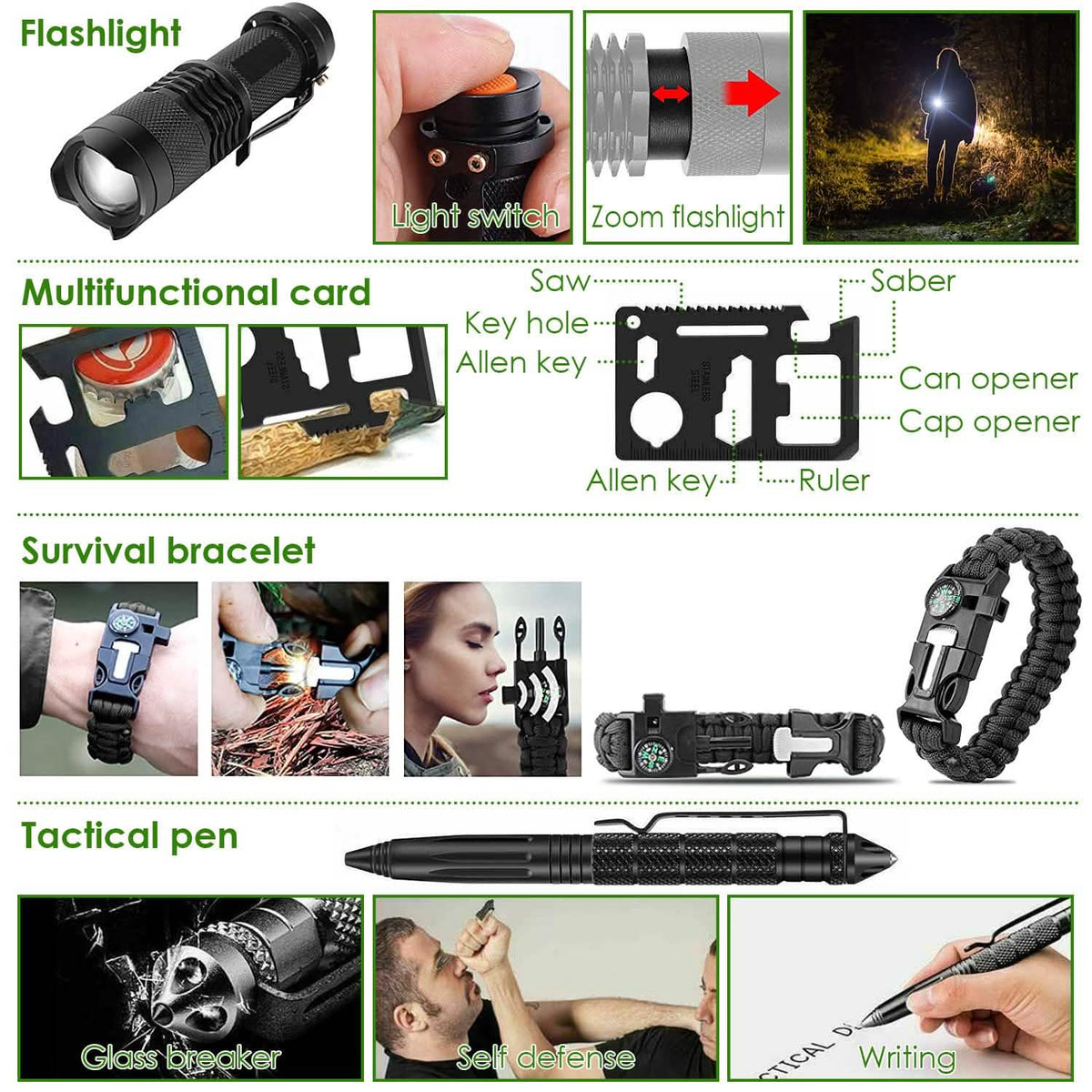 47-Pieces: Emergency Survival Kit EDC Gear Equipment Tool with Pouch