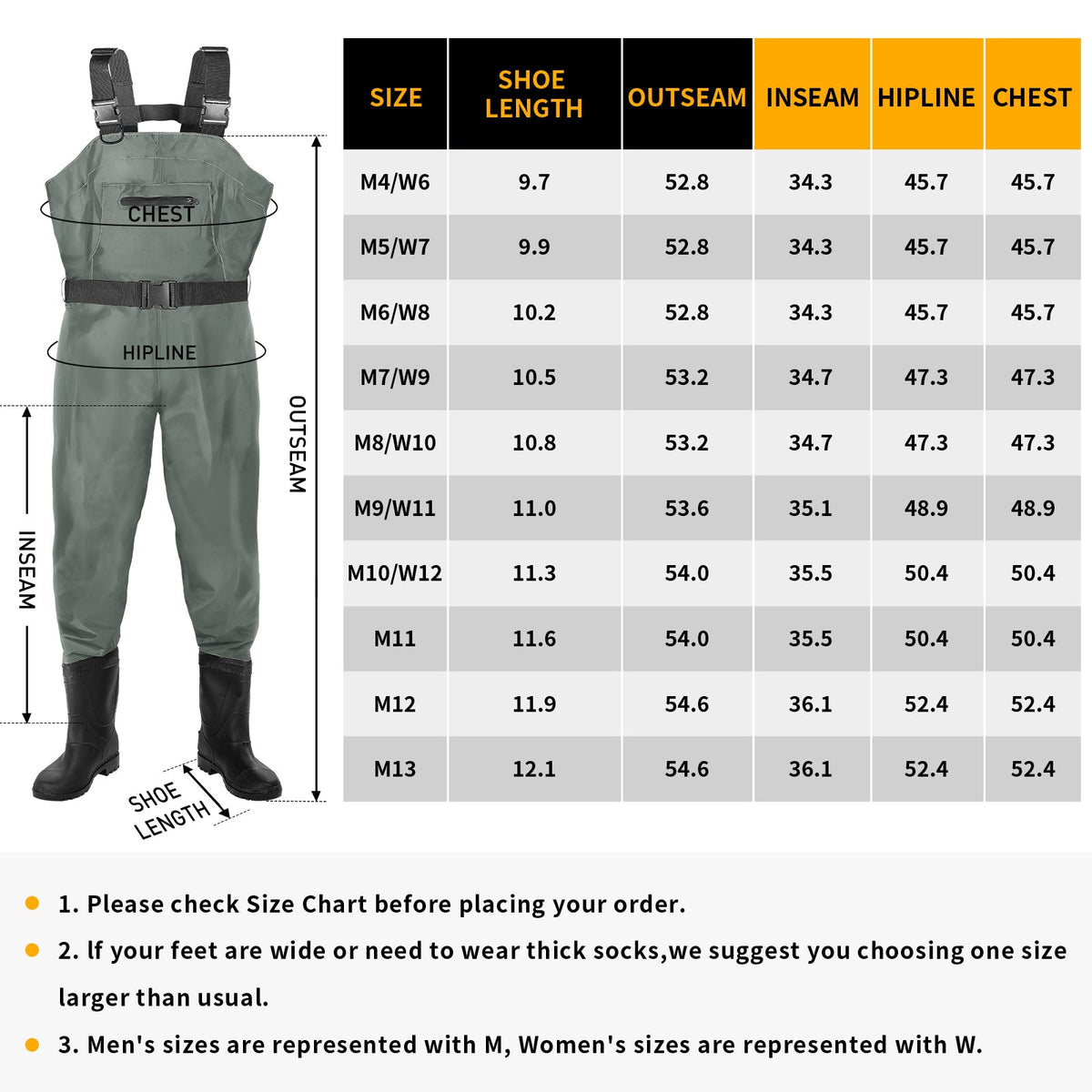 DikaSun Chest Waders with Boots — Lightweight Bootfoot Waders for Men & Women, Duck Hunting & Fly Fishing (US Sizes, Grey))