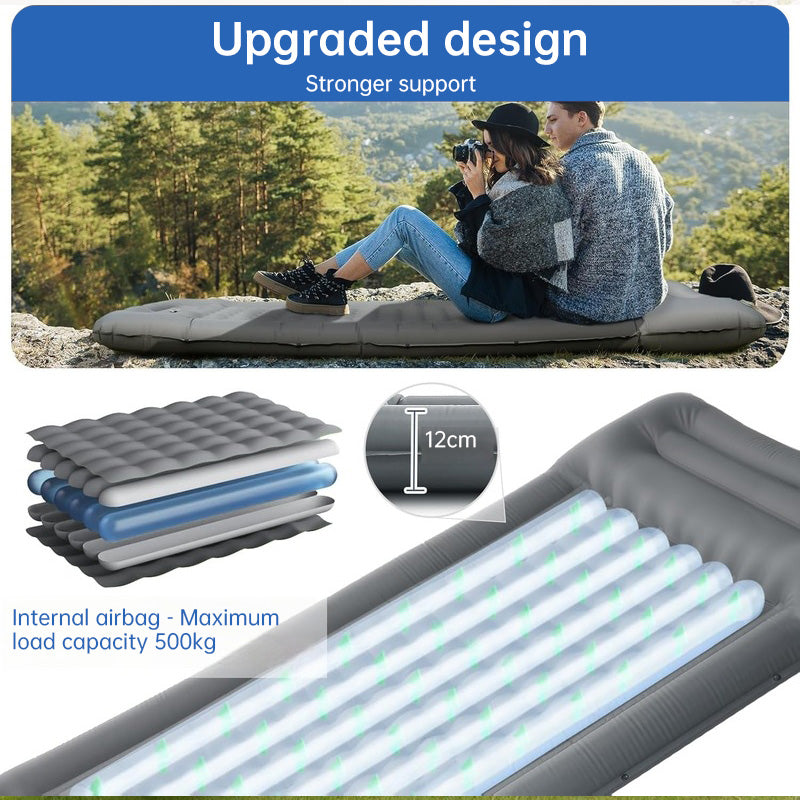 Outdoor thicken self-inflating camping mattress: ultralight, with built-in pump, ideal for travel, hiking, fishing.
