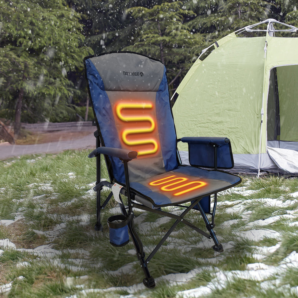 Heated Camping Chair with 20,000mAh Power Bank – USB Powered Folding Outdoor Heated Chair with 3 Heat Settings
