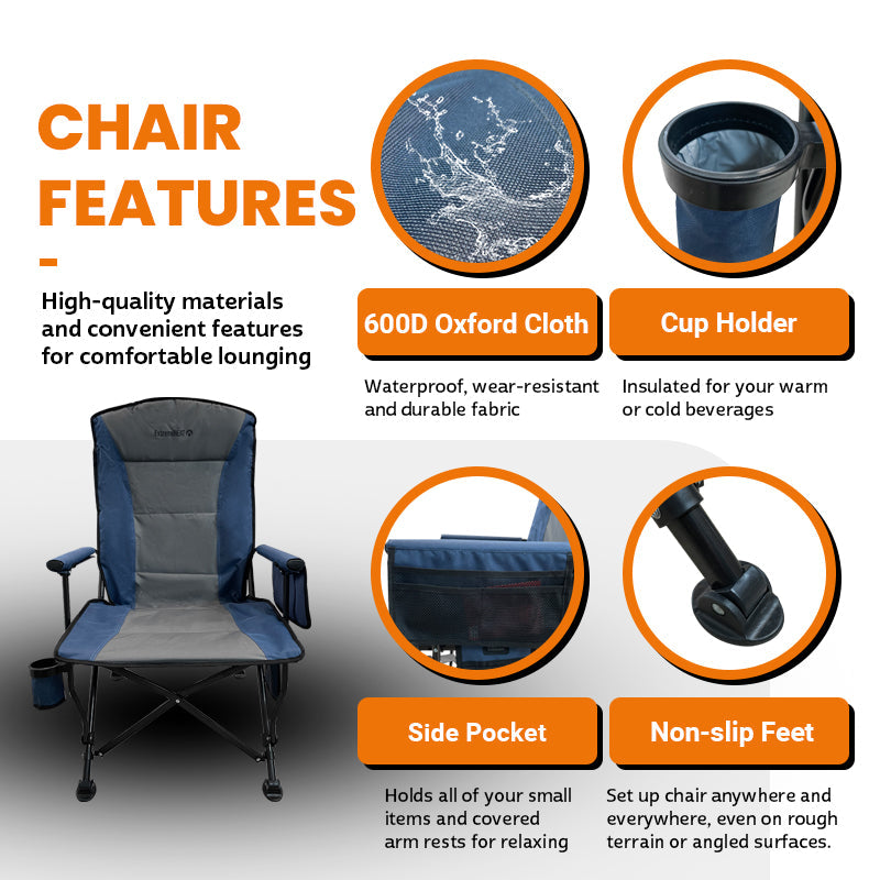 Heated Camping Chair with 20,000mAh Power Bank – USB Powered Folding Outdoor Heated Chair with 3 Heat Settings