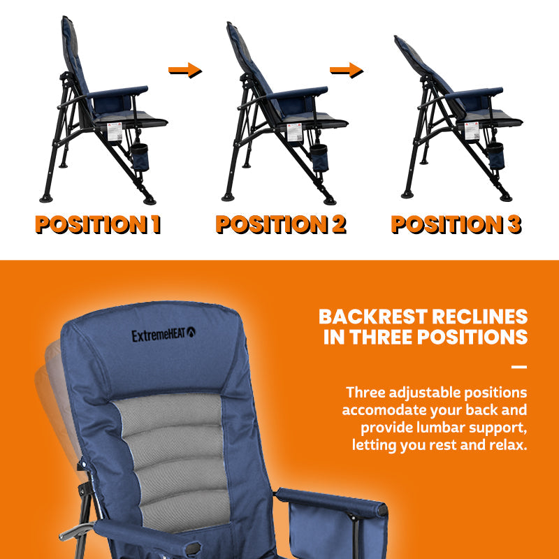 Heated Camping Chair with 20,000mAh Power Bank – USB Powered Folding Outdoor Heated Chair with 3 Heat Settings