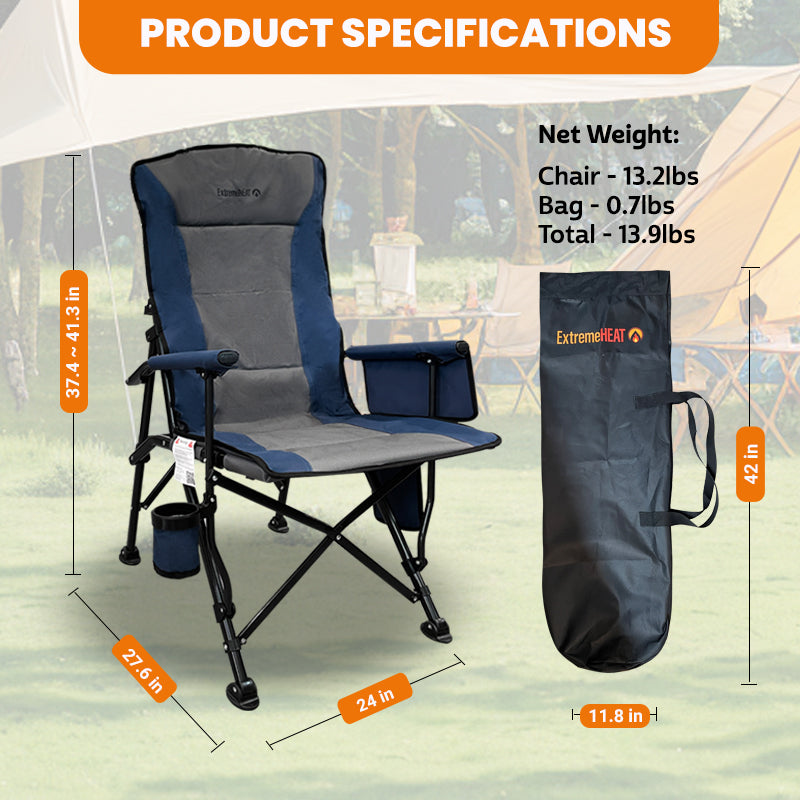 Heated Camping Chair with 20,000mAh Power Bank – USB Powered Folding Outdoor Heated Chair with 3 Heat Settings