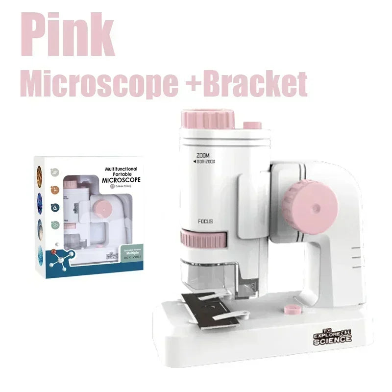60-200X Pocket Microscope for Kids with LED Light - Portable Handheld Mini STEM Science Microscope