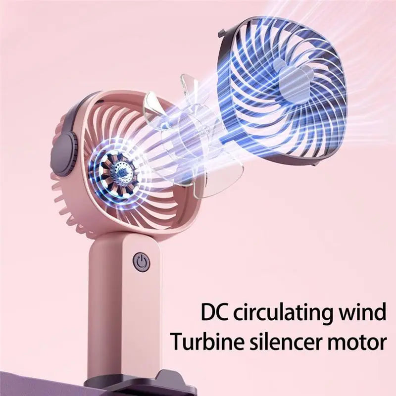 Rechargeable Handheld Fan 3-Speed 400mAh with Phone Holder, Compact 6.7 in (17 cm) Portable Personal Fan