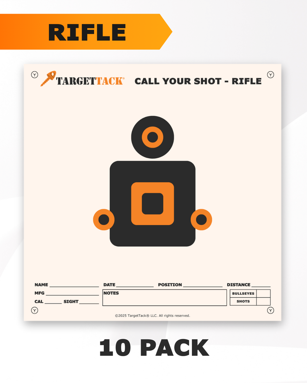 12" By 12" Rifle Practice Targets - 10 Pack