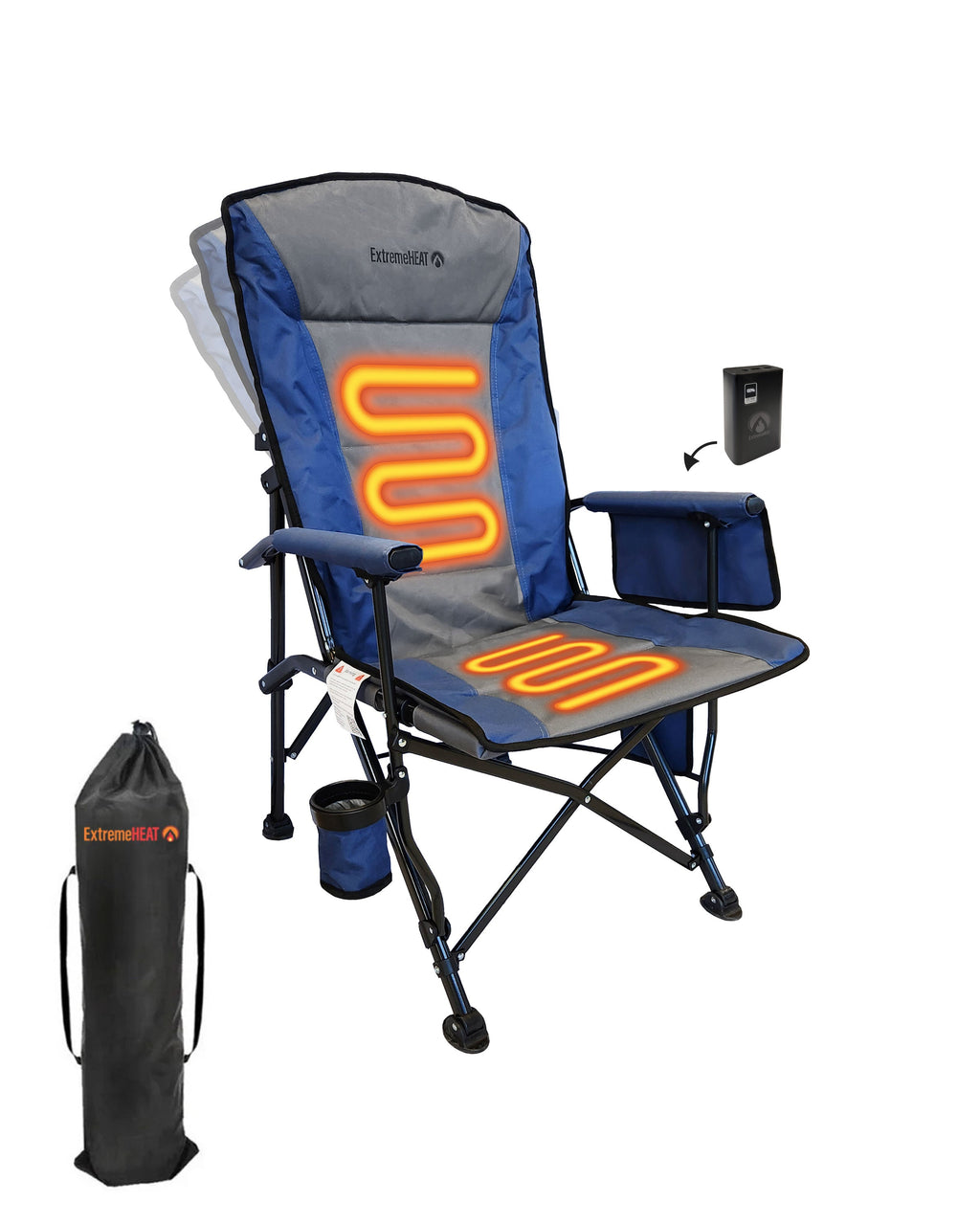 Heated Camping Chair with 20,000mAh Power Bank – USB Powered Folding Outdoor Heated Chair with 3 Heat Settings