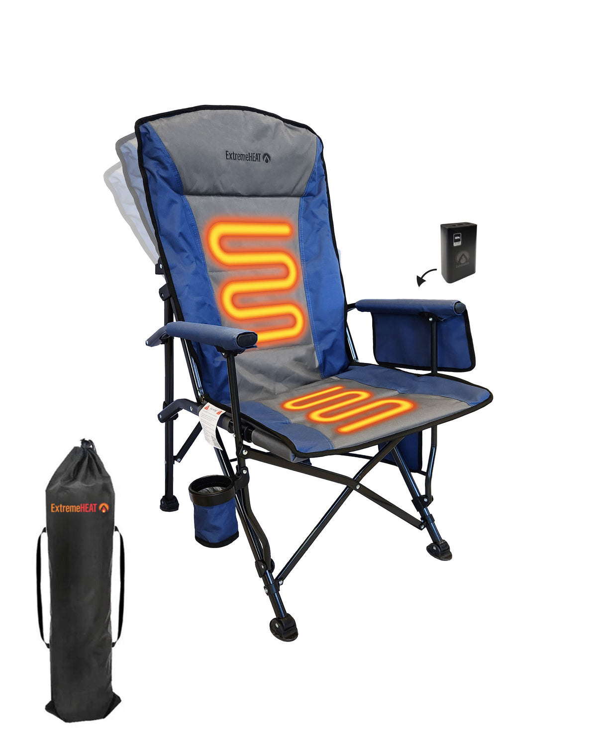 Heated Camping Chair with 20,000mAh Power Bank – USB Powered Folding Outdoor Heated Chair with 3 Heat Settings
